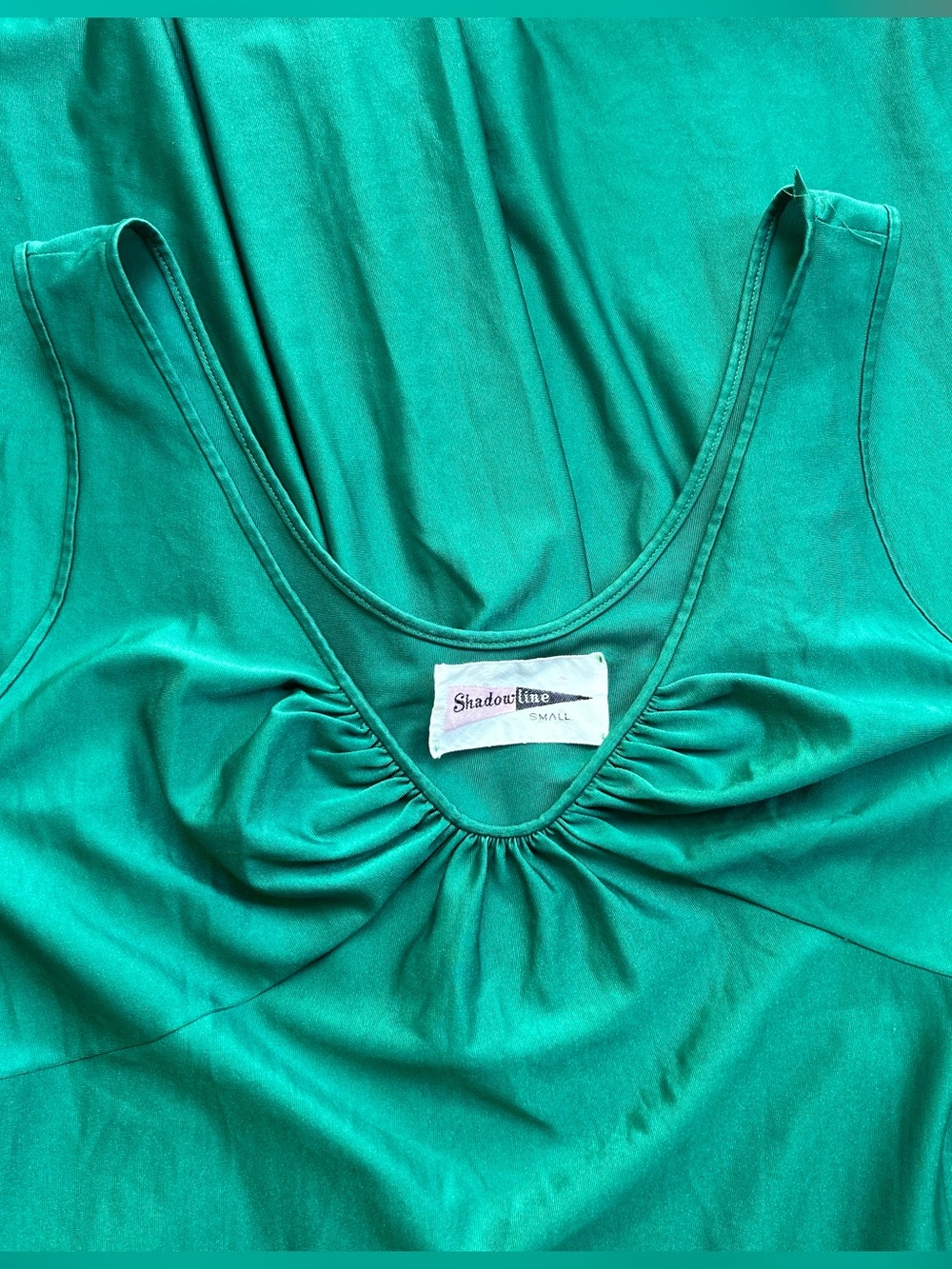 Shadowline Vintage Nightgown in Emerald Green, 1950s-1960s, Size S—Stunning!